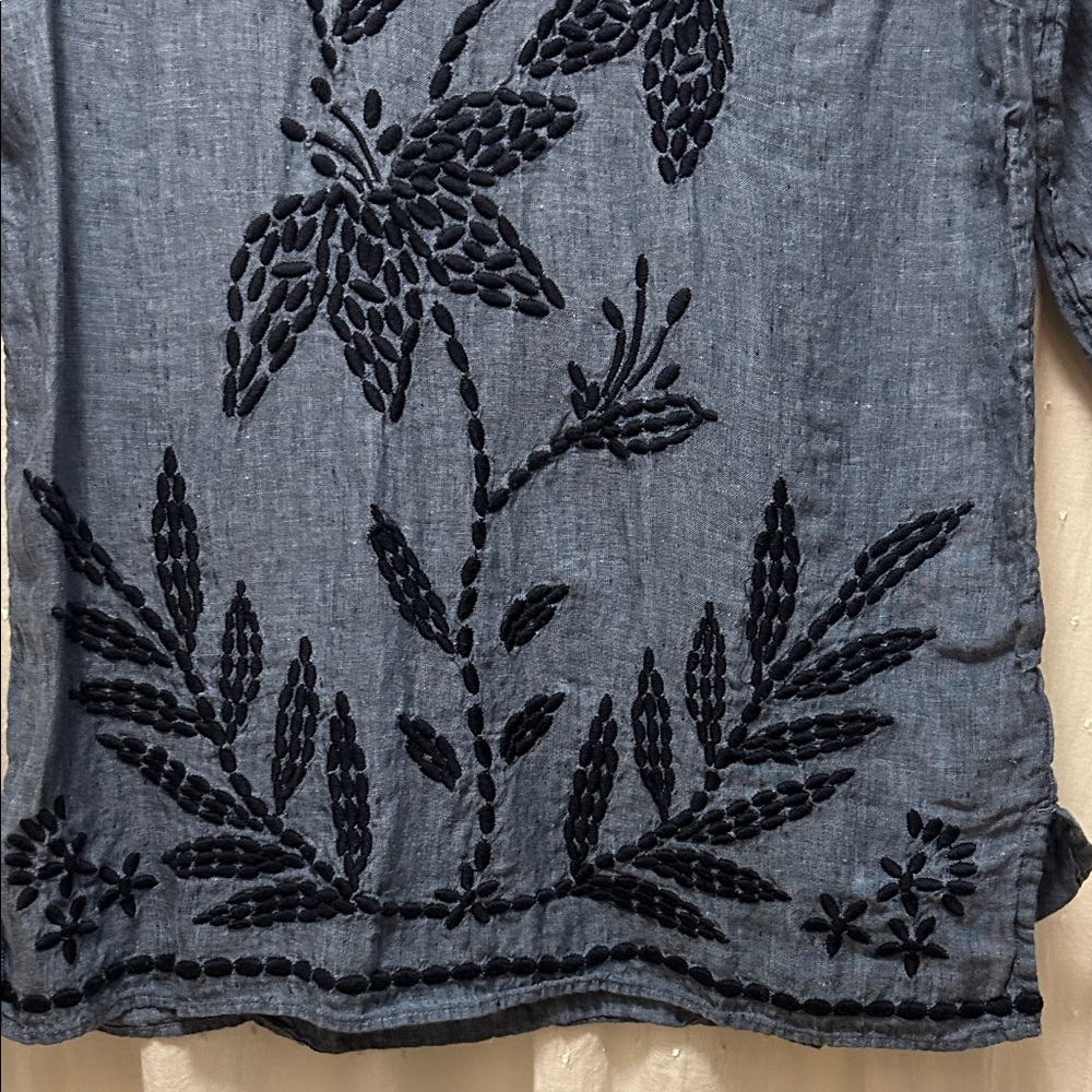 Charter Club Linen Floral Embroidered Tunic Women's M Coastal Resort Beach - Picture 5 of 14